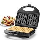 Aigostar 2 Slice Waffle Maker Iron with Non-Stick Plates, Belgian & American Waffle Machine for Desserts and Savoury Snacks, Cool Touch Handle with Locking Latch, Indicator Lights, 750W - Sweet