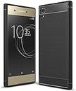 SmartLike Case Compatible with Sony Xperia XA1 Plus Dual, Perfect Fitting Hybrid Edge to Edge Side Protection Carbon Fiber Back Cover for Sony Xperia XA1 Plus Dual - Black