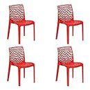 RW REST WELL Supreme Web Plastic Chair (Coke Red) -Set of 4