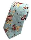 Secdtie Men's Skinny Tie Fashion Causal Cotton Floral Printed Linen Necktie MK11