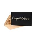 50 Pack Congratulations Card – Elegant Greeting Cards With ‘’Congratulations’’ Embossed In Gold Foil Letters – For Engagement, Graduation, Wedding - 52 Kraft Envelopes Included ��– 4" x 6" - Black