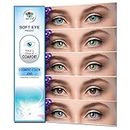 Soft Eye Combo Pack of 5 Pair Monthly Colored Contact Lens Zero Power with Lens Case Aqua-Green-Hazel-Honey-Blue with case solution