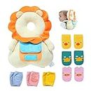 Umtiti Baby Safety Cushion for Walking & Crawling, Toddlers Adjustable Backpack with Knee Pads & Anti-Slip Socks，Cute Lion+6