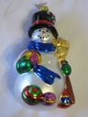 Shiny Snowman Toy Broom Christmas Tree Ornament Glitter Snow Man Playing RARE