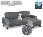 Sofa Slipcover, L Shape Sofa Cover Sectional Couch Cover Chaise Lounge Slip Cover Reversible Sofa Cover Furniture Protector Cover for Pets Kids Children Dog Cat (Dark Grey, Extra Large)