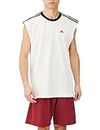 Adidas EYW66 Men's Basketball Tank Top, Sleeveless T-shirt, off white/black (IN2572), Small