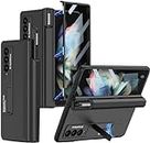 Kapa Magnetic Hinge Case for Samsung Galaxy Z Fold 3 | Inbuilt S-Pen Holder Stand Hybrid Back Cover (Black)
