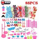 88PCS BARBEI DOLL DRESSES SHOES & JEWELLERY CLOTHES FASHION ACCESSORIES GIFT SET