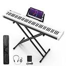 Digital Piano 88 Key Full Size Semi Weighted Electronic Keyboard Piano Set with Stand,Built-In Speakers,Electric Piano Keyboard with Sustain Pedal,Bluetooth,MIDI/USB/MP3 for Beginners Adults
