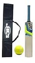 Popular Willow Wooden Cricket Bat with Tennis Cricket Ball Combo for Kids (Size 1 for Age 4-5 Years) and Bag Cover