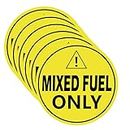Mixed Fuel Only Vinyl Decal Sticker Label, 4 inches Waterproof Mixed Gas Sticker,Warning Caution Mixed Fuel Only Labels for Gas Cans (6 Pack)