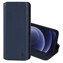 32nd Classic Series 2.0 - Real Leather Book Wallet Case Cover for Apple iPhone 12 (6.1") / iPhone 12 Pro (6.1"), with Card Slot, Magnetic Closure and Built in Stand - Navy Blue