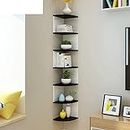 HIURYD Zig Zag Engineered Wood Floating Corner Rack Shelves for Living and Bedroom Decoration (MDF- Medium Density Fiber) Corner Décor(Many Colors are Available) (Large, Black/White)