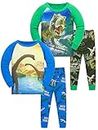 SOIBEEN Pyjamas für Jungen Dinosaurier Nachtwäsche Baumwolle Kleidung Kinder Nachtwäsche Langarm PJs Set 4-teiliges Outfit 6-7 Jahre
