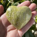 Gemmy Green Serpentine Crystal Heart - Genuine & Natural Crystal (#3007)