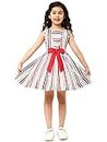 A.T.U.N. (ALL THINGS UBER NICE) Girl's Cotton Skater Knee-Length Dress (GDRS ANT MUR_Multi Stripe Red_2-3 YR)