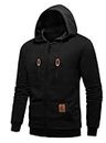 bayamo Mens Waffle Zip Up Hoodie with Lining Full Zipper Sweatshirt Long Sleeve Drawstring Hooded Jacket Black(S-2XL), Black, Large