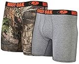 Mossy Oak Men's 6" Cotton Boxer Brief, 2-Pack, Break-Up Country/Graphite Heather, Small