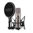 RØDE NT1 5th Generation Large-diaphragm Studio Condenser Microphone with XLR and USB Outputs, Shock Mount and Pop Filter for Music Production, Vocal Recording and Podcasting (Silver)