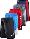 Liberty Imports 5 Pack Big Boys Youth Athletic Mesh Basketball Shorts with Pockets Quick Dry Activewear, Black/Sky Blue/Red/Gray/Navy, Large