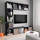 SKM Librería/Mueble para TV Set de 3 piezas Negro 180x30x180 cm