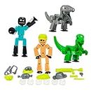 Zing Stikbot Dino Theme Pack Bundle, Set of 2 Stikbots, 2 Stikbot Dinos and Dino-Themed Accessories, Create Stop Motion Animation