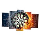 5 Piece Fire and Water Dart Board Print Leisure Sport Painting for Game Room 