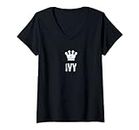 Womens Ivy the Queen / Crown & Name Design - Women Called Ivy V-Neck T-Shirt