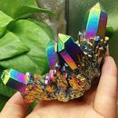 Titanium Cluster Mineral Healing Stone Natural Crystal Rainbow Quartz Z4G6