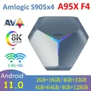 A95x f4 tv box android 11 amlogic s905x4 4gb 64gb 2 4g/5g wifi bt 4 8k hd iptv set top box
