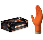 Kingfa Orange Nitrile Disposable Gloves 6 Mil Raised Diamond Texture, L & XL