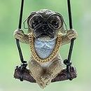 Swing Dog Car Hanging Ornament, Cute Bulldog Pug Car Pendant Interior, Resin Animal Figurines Car Mirror Hanging Accessories for Car Rearview Mirror Decoration, Home Decoration Crafts (Pug 1)