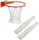 Xchmtech 2 Pcs Heavy Duty Basketball Net Replacement Fits Standard 12 Loop Basketball Hoop Net for Indoors and Outdoors Gym Equipment (White)