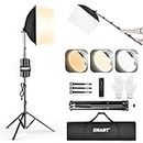 EMART Softbox Lighting Kit, 16"X16" Soft Box | 3000K-6000K 85W LED Bulbs with Remote | 65" Tripod, Professional Softbox Photography Lighting Kit for Studio Lights, Portrait, Video Recording(1PACK)