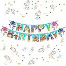 Party Propz Baby Shark Birthday Banner - Birthday Decoration Items For Kids | Baby Shark Theme Birthday Decorations | Cartoon Theme Happy Birthday Banner(Cardstock) | Baby Birthday Backdrop
