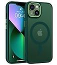 GUAGUA Case for iPhone 14 MagSafe, iPhone 13 Case Magnetic Durable Matt Translucent Slim Cover Bumper Shockproof Protective Phone Case for iPhone 13/14 6.1", Dark Green