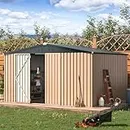 AECOJOY 12' x 10' Metal Storage Shed for Ourdoor, Extra Large Steel Yard Shed (116 Sq.Ft Land) with Design of Lockable Doors, Utility and Tool Storage for Garden, Backyard, Patio, Outside use