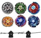 Anliv Art Gyros 6 Pack Bey Burst Battling Tops Metal Fusion Starter Set with Stickers Two Launchers
