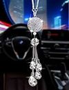 Bling Car Accessories for Women and Man,Cute Decor Women,Lucky Crystal Sun Catcher Ornament,Rear View Mirror Ball Charm (30 mm Clear) (White)