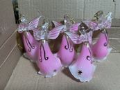 Lot of 6 Glass 4” Angels w/ Musical Instruments Christmas Ornaments