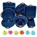 To encounter 31 Pieces Silicone Baking Pans Set, Nonstick Bakeware Sets, BPA Free Silicone Molds, with Metal Reinforced Frame More Strength, Navy Blue
