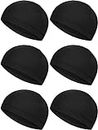 6 Pieces Helmet Liner Skull Caps Sweat Wicking Cap Running Hats Cycling Skull Caps for Men and Women (Black)