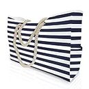 XXL Extra Large Beach Bags for Women Tote Bag with Waterproof,Top Zipper Closure,7 Pockets for Travel, Gym, Swim and Beach Holiday, Navy Blue, XXL, 多功能