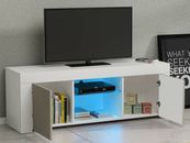 Holz TV Ständer, Wohnzimmer Möbel Schrank Schublade Aufbewahrungseinheit RGB Beleuchtung