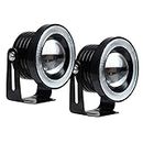 AllExtreme EX3WE2P 3 Inches Universal Car Projector LED Fog Light COB Halo White Angel Eye Rings for Cars (10W, 2 PCS)