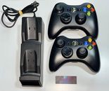 2 Manettes Controller S - Xbox 360 + Socle De Charge Loose Noire PAL Microsoft