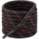 Puzeam 2 Pairs Round Shoe laces Hiking Boots Replacement Shoelaces 4.5mm Heavy Duty Work Boots Shoestrings For Men Women (Black Red, 140cm 55inch)