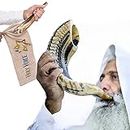 Handcrafted Kosher Ram Shofar from Israel – 14"-16" Musical Horn with Shofar Bag – Decorative, Functional Jewish Gifts for Women & Men by Holy Voice, Half Polished