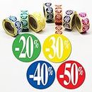 Affichesstore 30247 – 4 Rolls of 500 Self-Adhesive Labels – Diameter 25 mm – Glossy – Stickers for Discount/Promotion/Sales