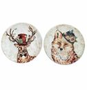 Ironstone Pier1 Set of 2 Ceramic Modern Animal Plates Home Decor Dinner Deer Fox